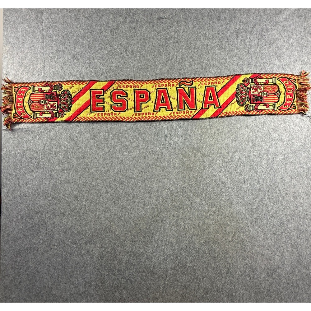 Spain España Soccer Football Fan Scarf Red Yellow Coat of Arms Fringed Unisex